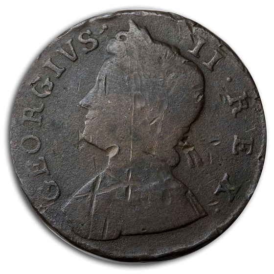 1730-57 England Halfpenny George II VG-Fine Dtls (Random) 1730-57 England Halfpenny George II VG-Fine Dtls (Random)